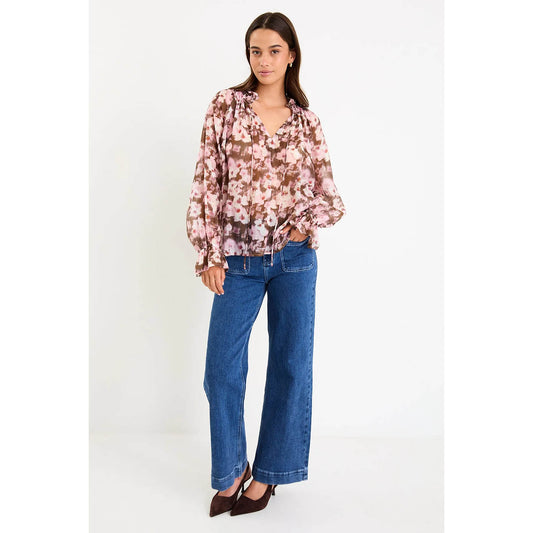 Odyssey Blush Chocolate Floral Top