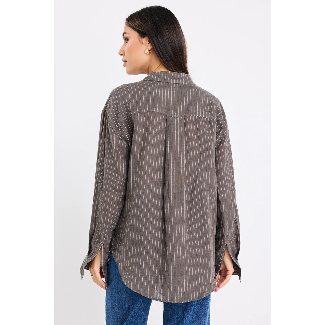 Optimum Khaki Stripe Linen Classic Shirt