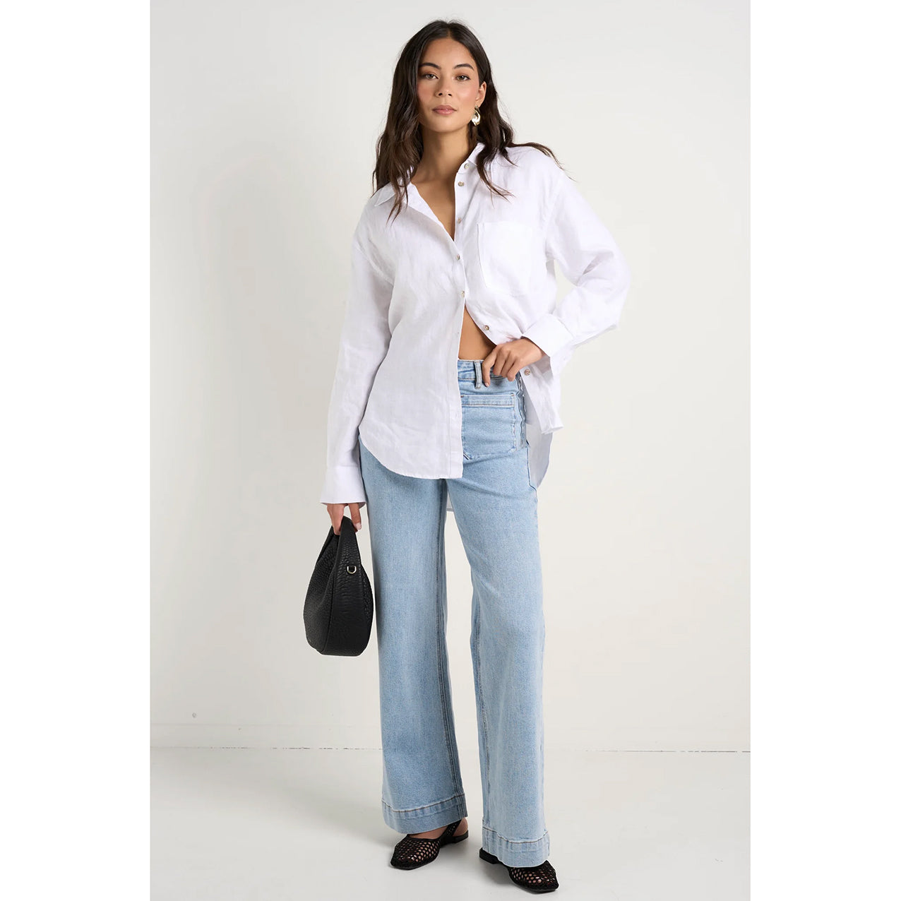 Optimum White Linen Oversized Shirt