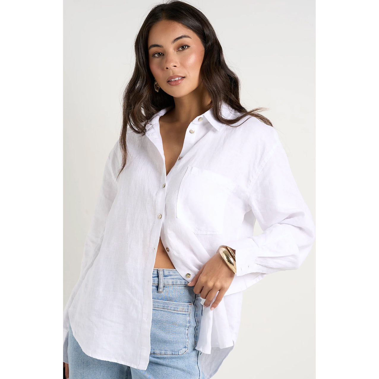 Optimum White Linen Oversized Shirt