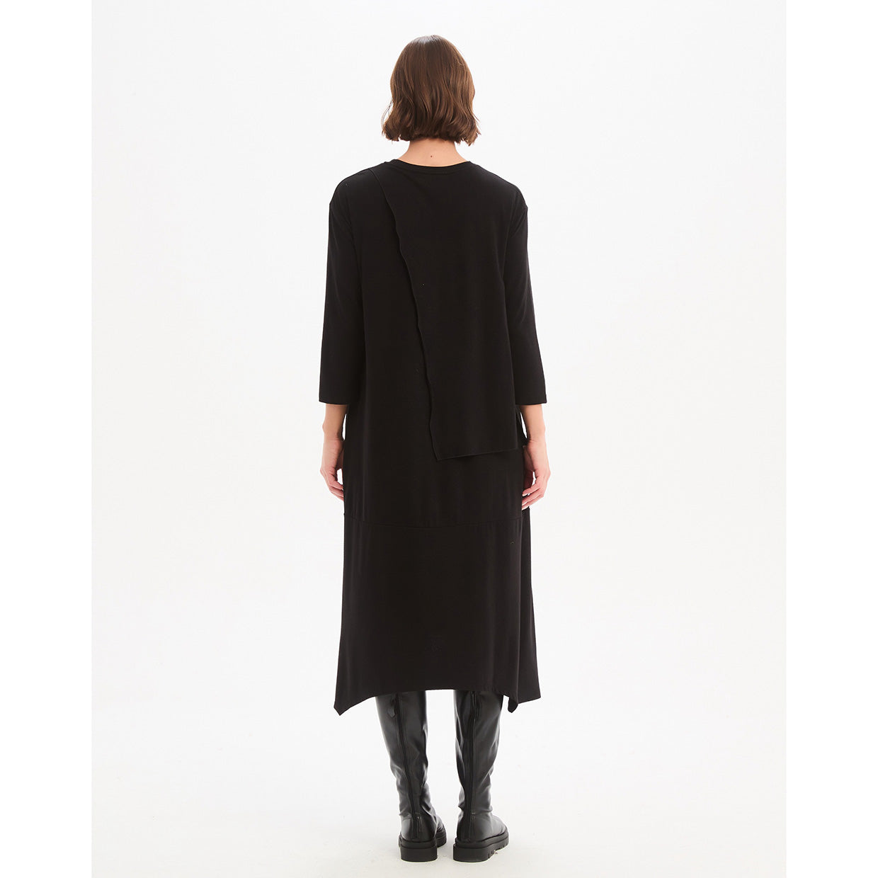 Overlay Panel Knit Dress Black