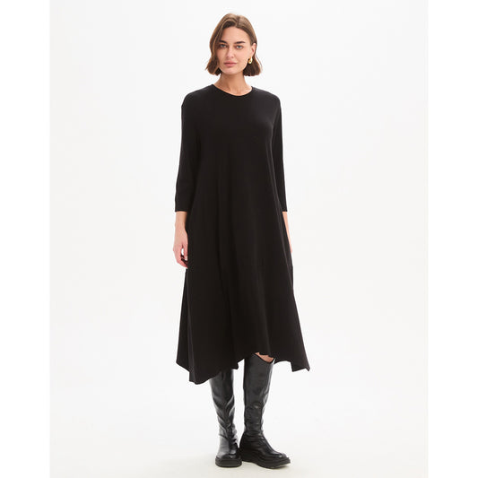 Overlay Panel Knit Dress Black