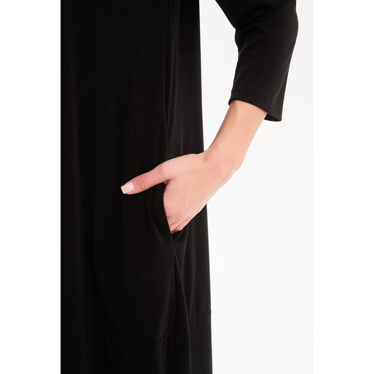 Overlay Panel Knit Dress Black