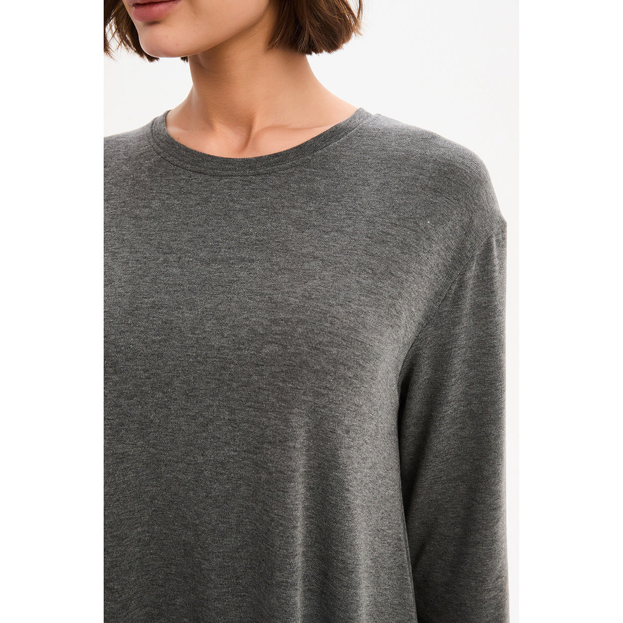 Overlay Panel Knit Dress Charcoal