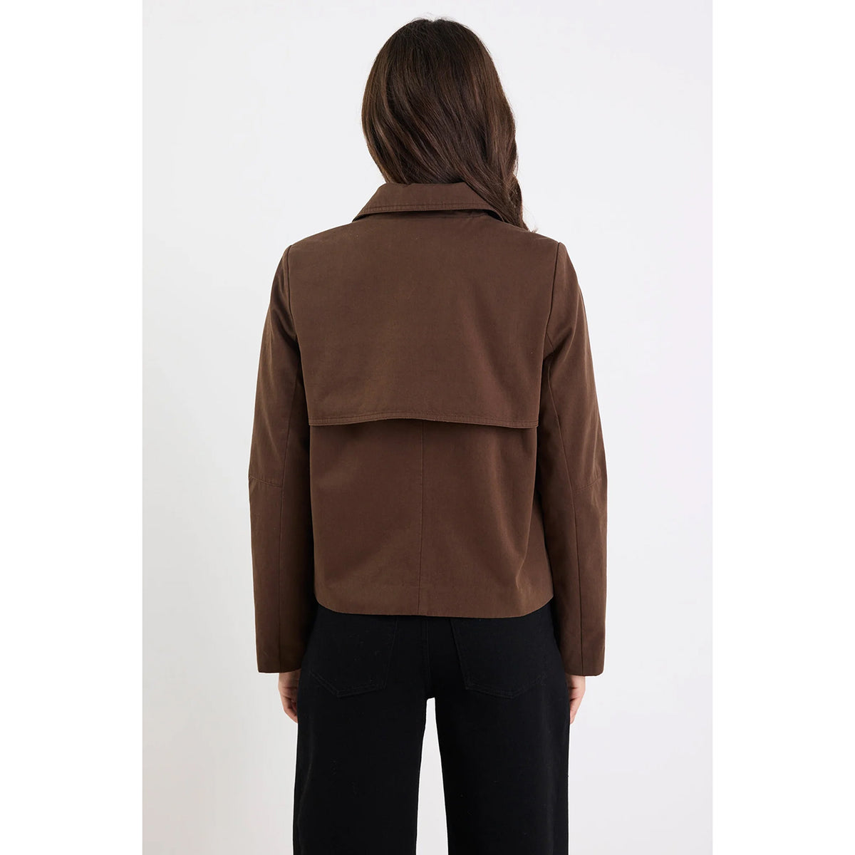 Pathway Chocolate Cropped Trench Jacket