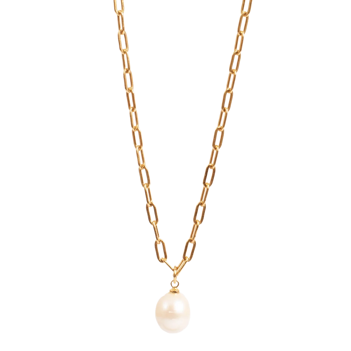 Gold Pearl Pendant Necklace