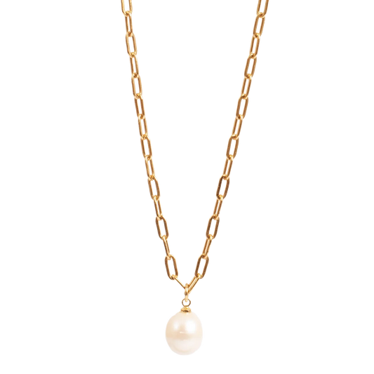 Gold Pearl Pendant Necklace
