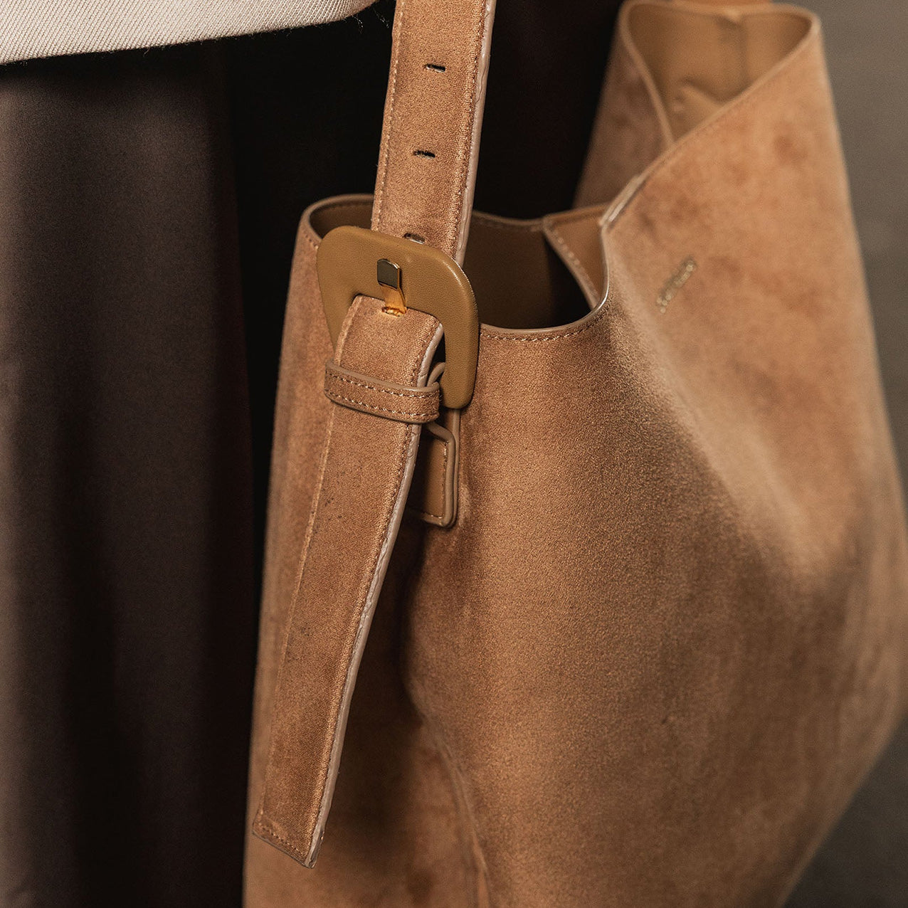 Peyton Suedette Shoulder Bag Honey