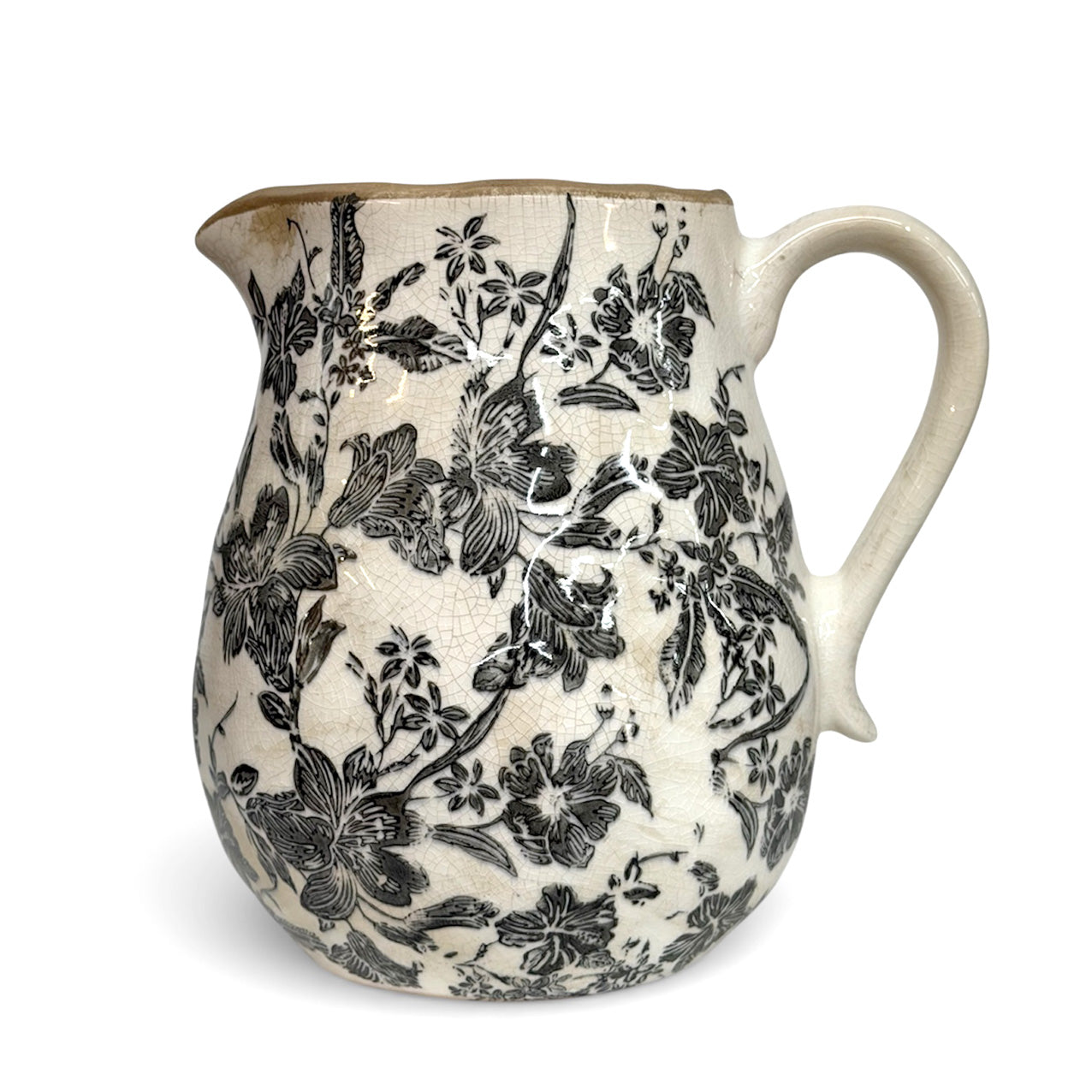 Black Floral Ceramic Jug