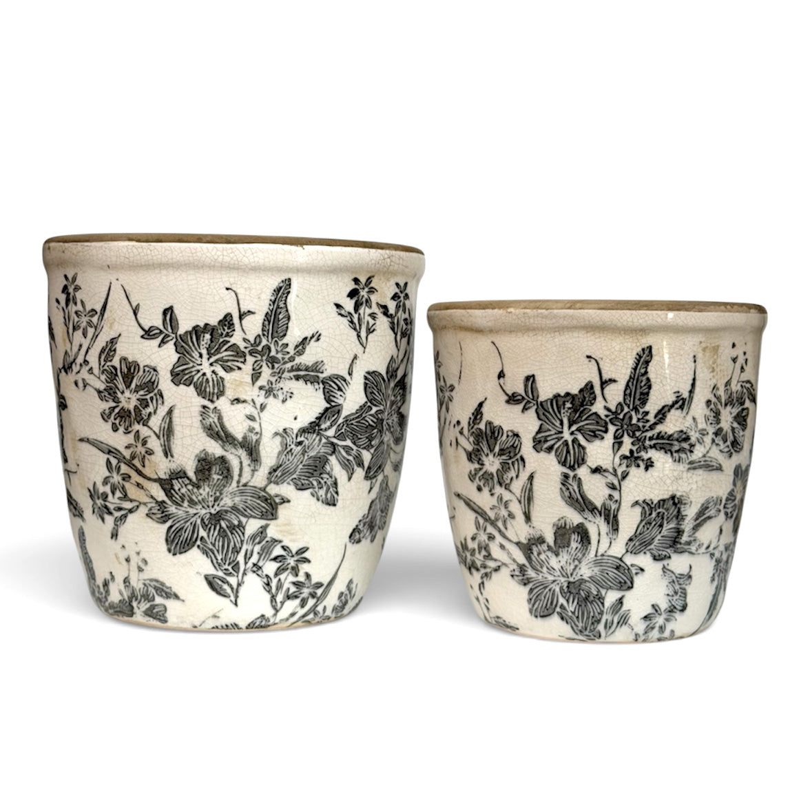 Black Floral Ceramic Pot