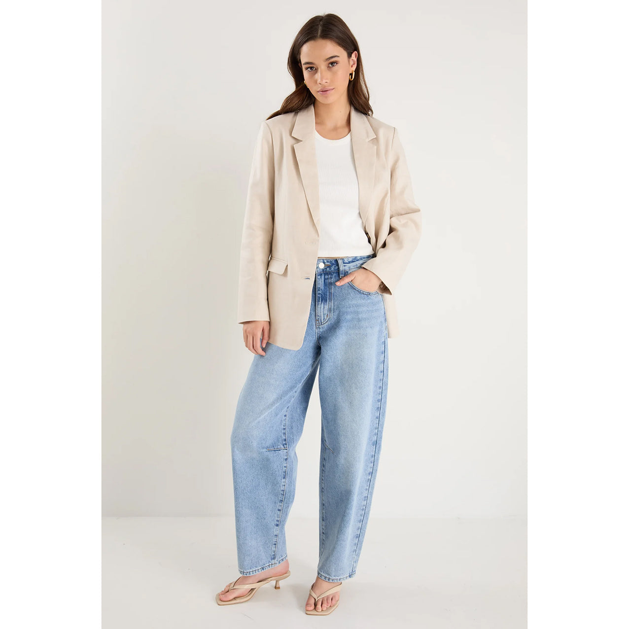 Pillar Cream Linen 2 Button Blazer
