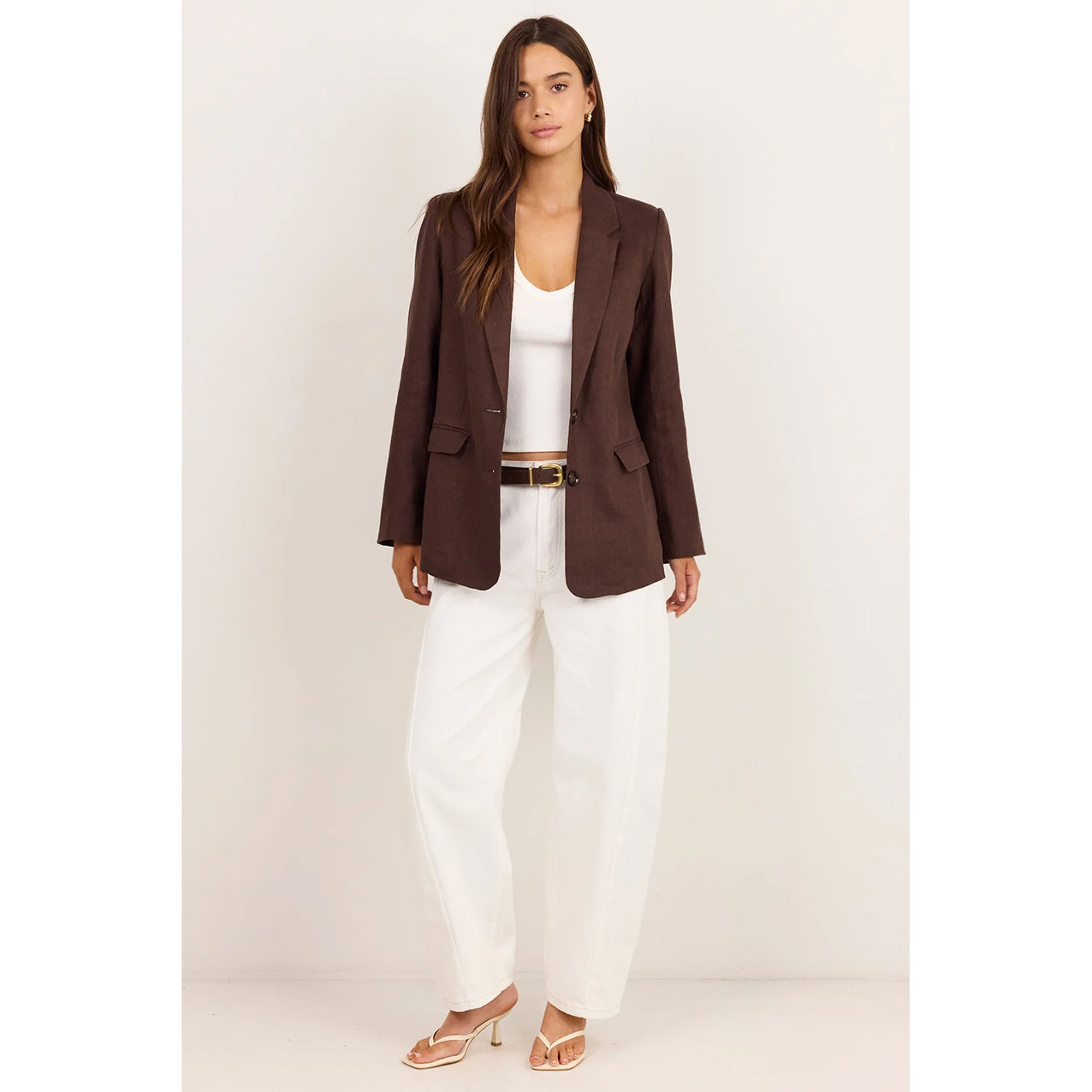 Pillar Chocolate Linen 2 Button Blazer