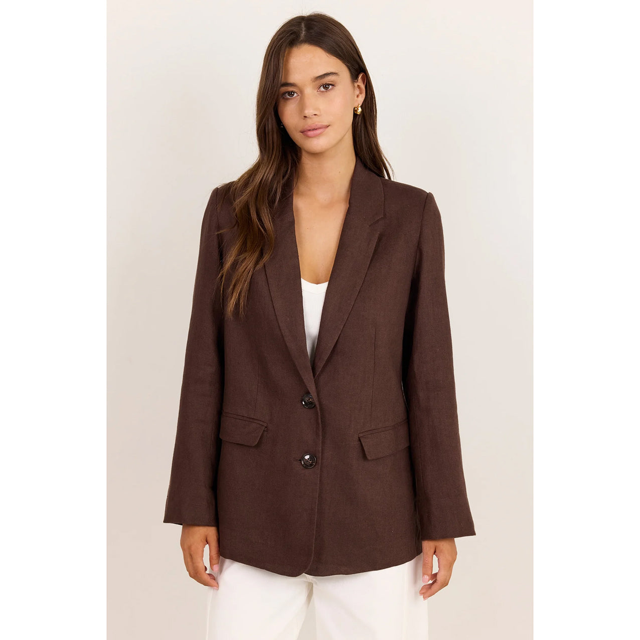 Pillar Chocolate Linen 2 Button Blazer