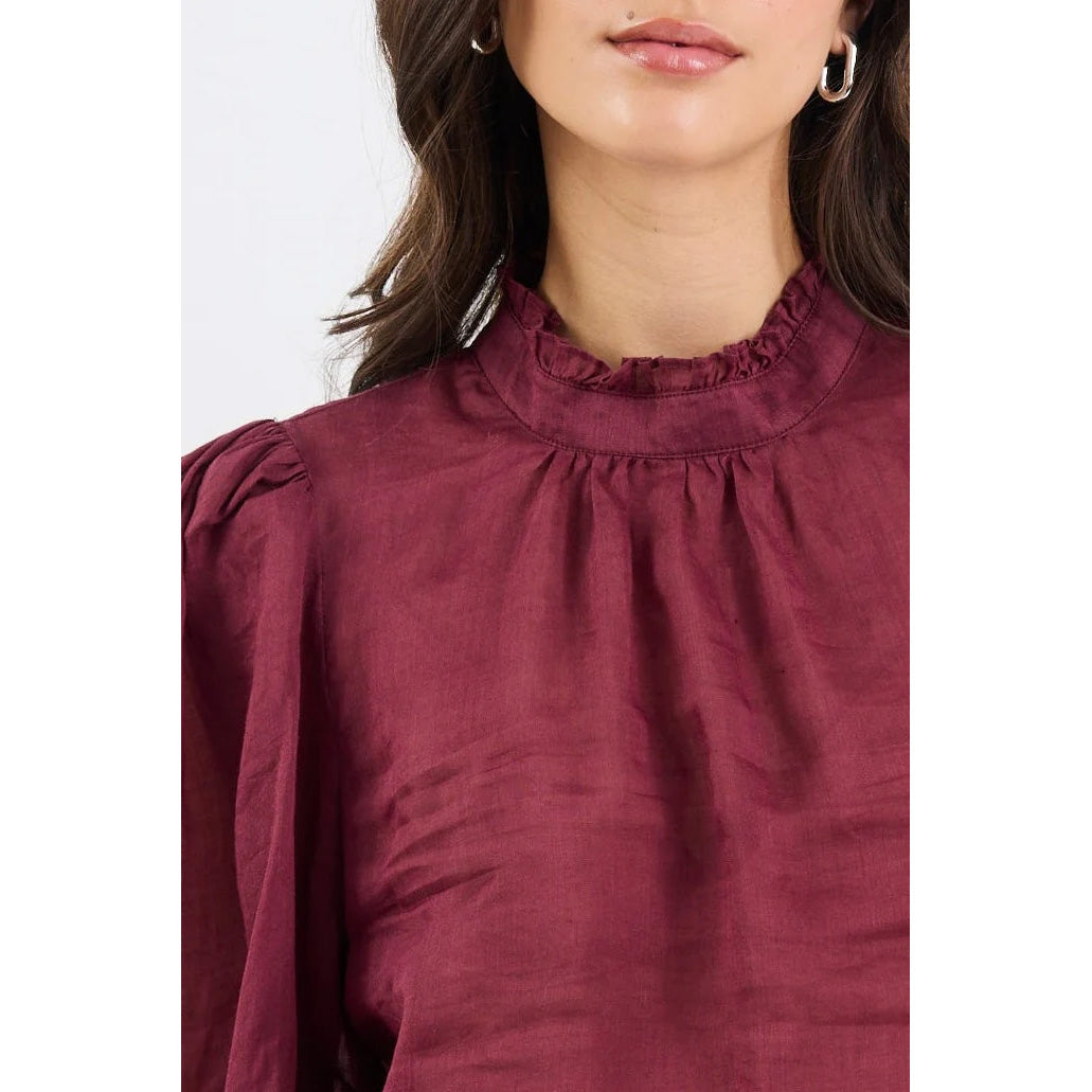 Poet Burgundy Plum Sheer Top