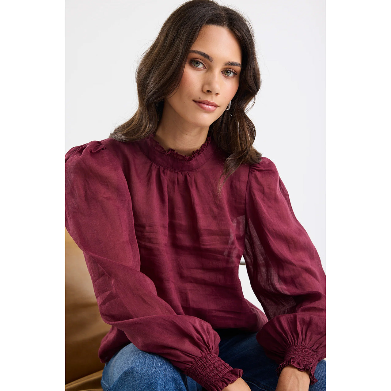 Poet Burgundy Plum Sheer Top