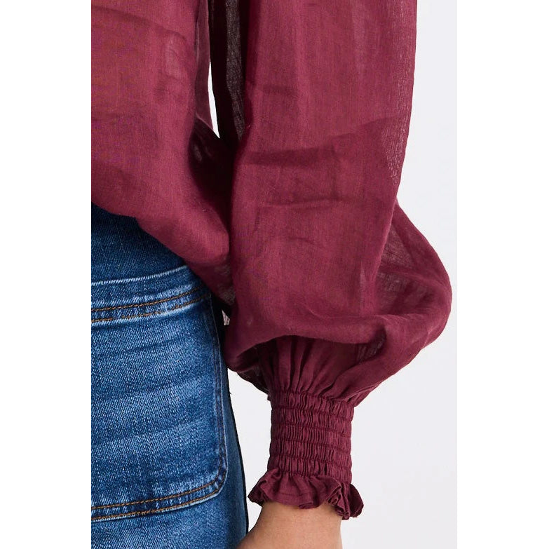 Poet Burgundy Plum Sheer Top