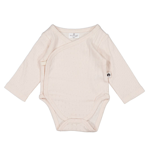 Pointelle Almond Blush Long Sleeve Kimono Bodysuit
