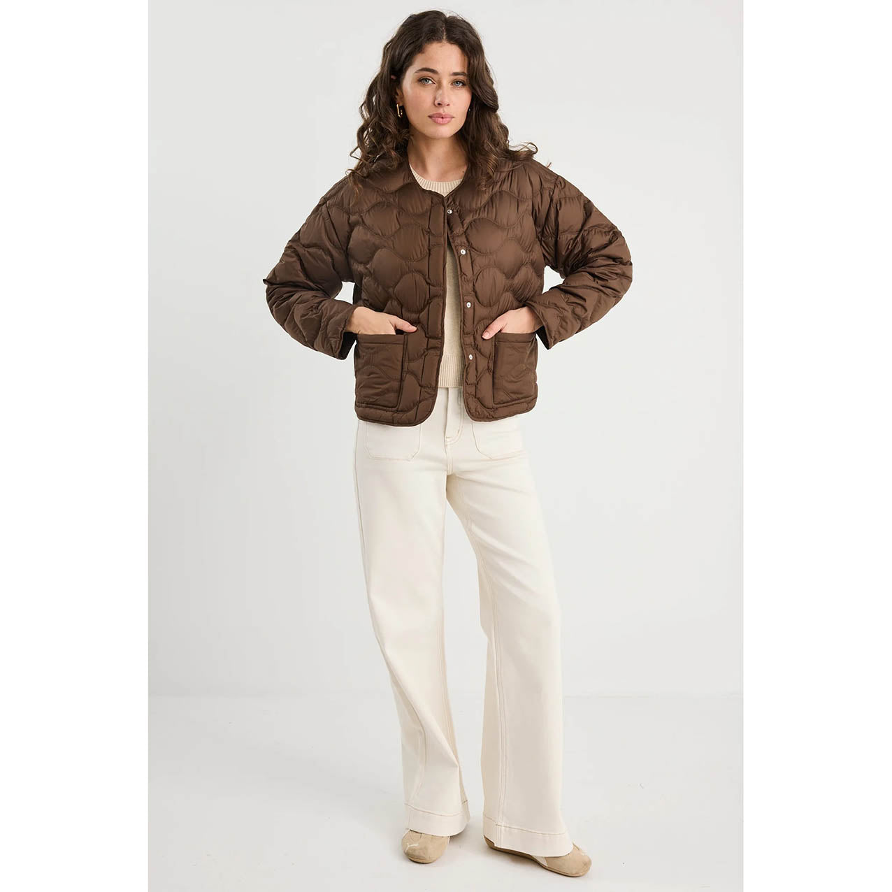 Premium Chocolate Down Filled Quilted Puffer Jacket