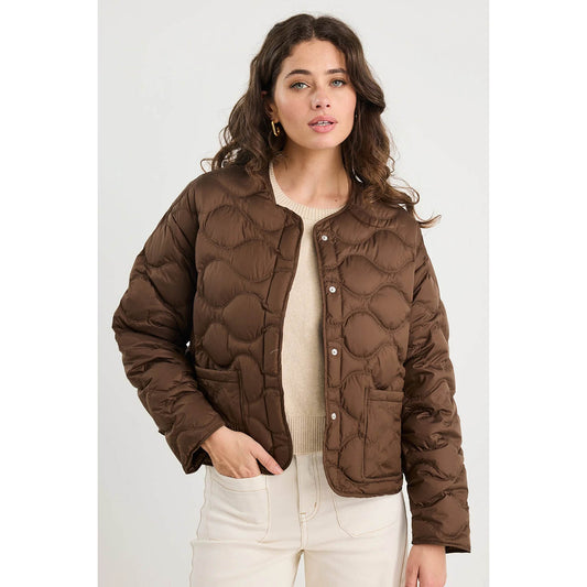Premium Chocolate Down Filled Quilted Puffer Jacket