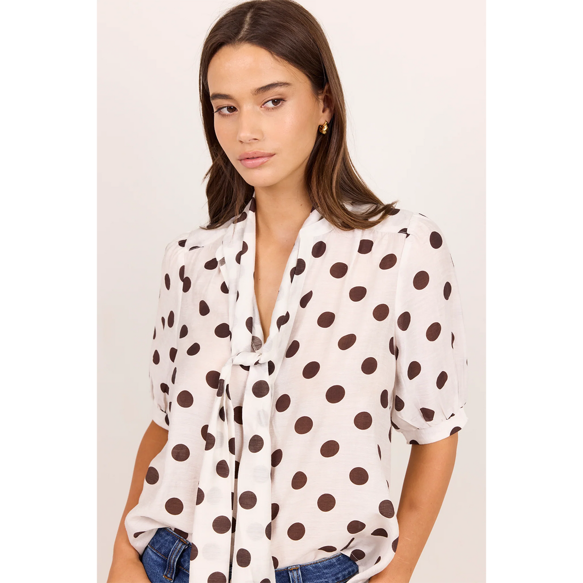 Providence Tie Neck Short Sleeve Top