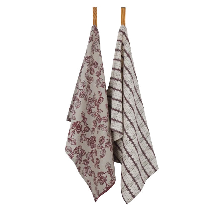 R&H Berry Tea Towel Pack 2 Red