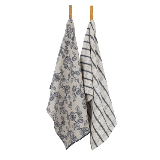 R&H Berry Tea Towel Pack 2 Blue