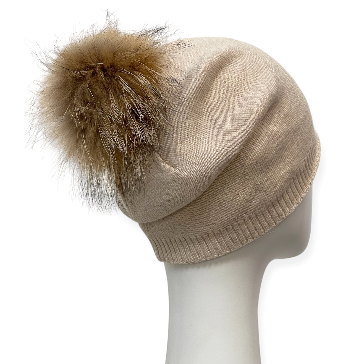 Cashmere Blend Slouch Racoon Beanie