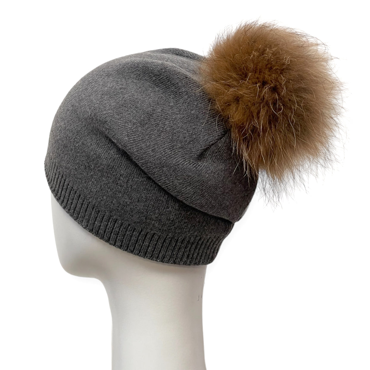 Cashmere Blend Slouch Racoon Beanie