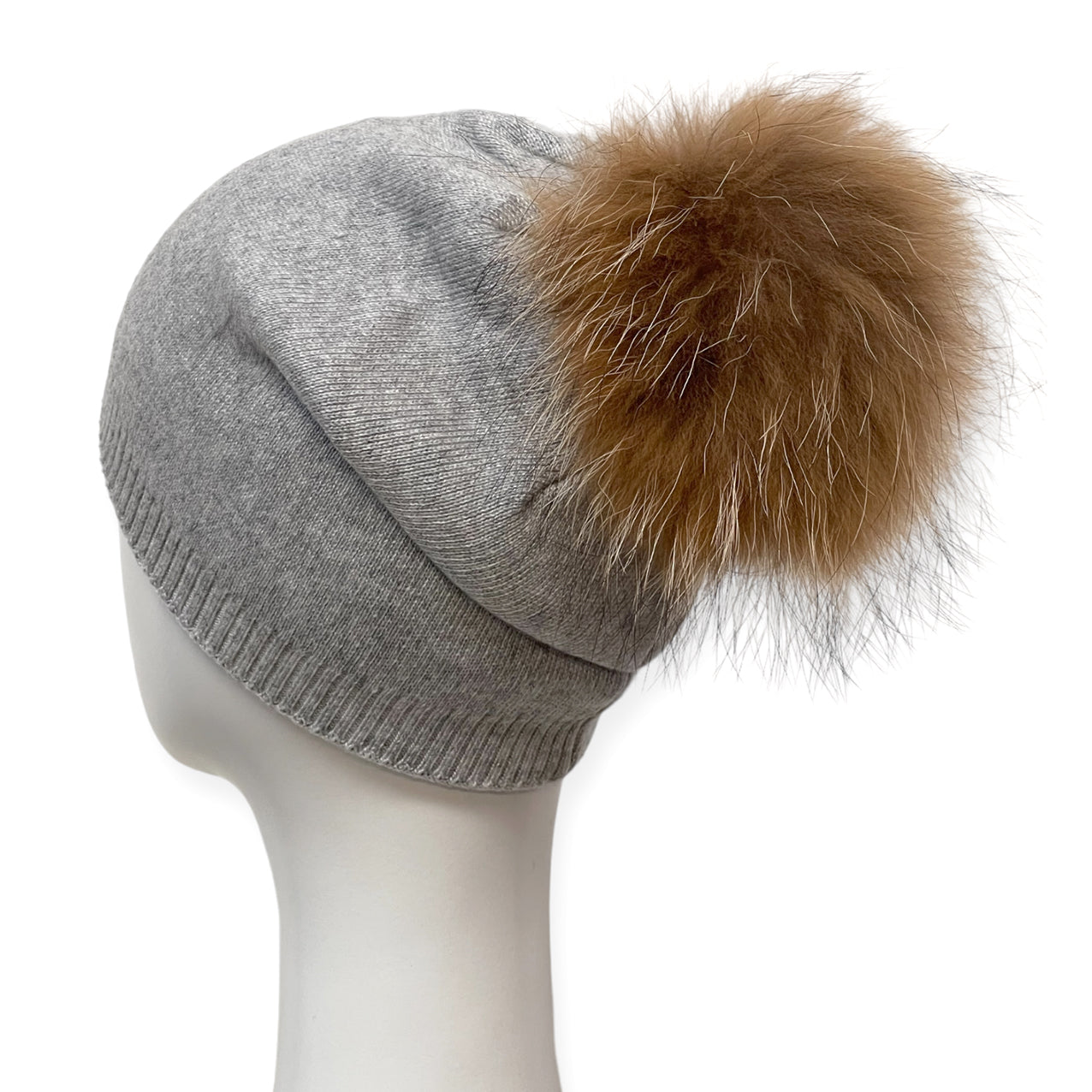 Cashmere Blend Slouch Racoon Beanie