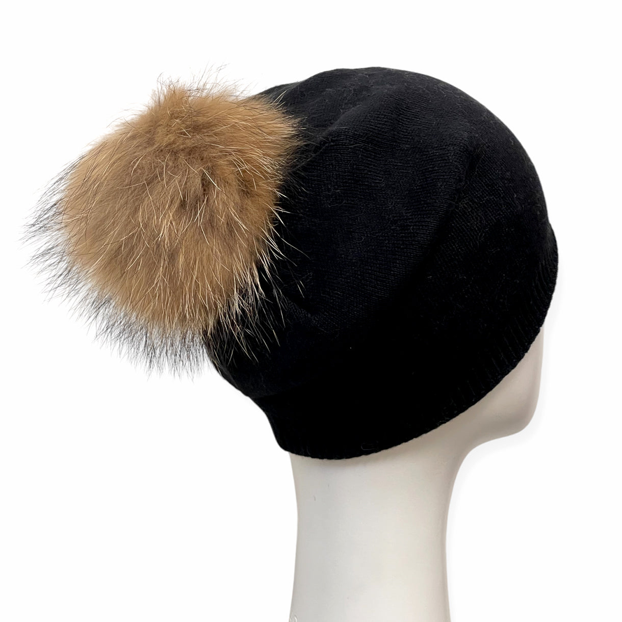 Cashmere Blend Slouch Racoon Beanie