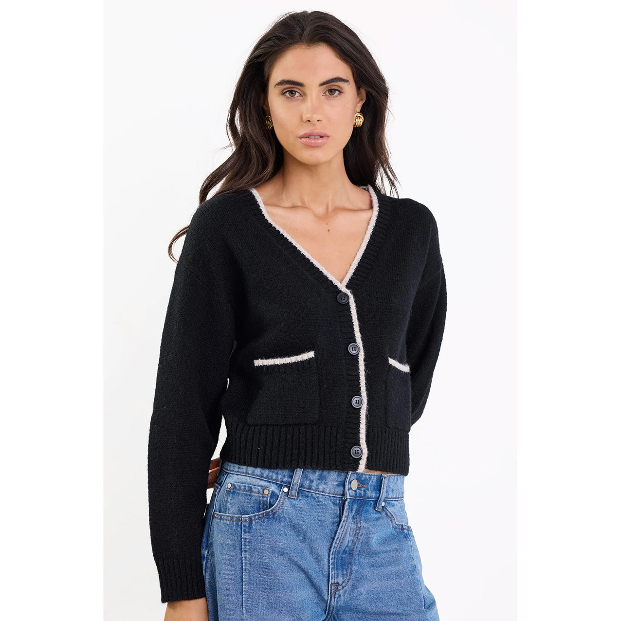 Rapport Black Contrast Edge Cardigan