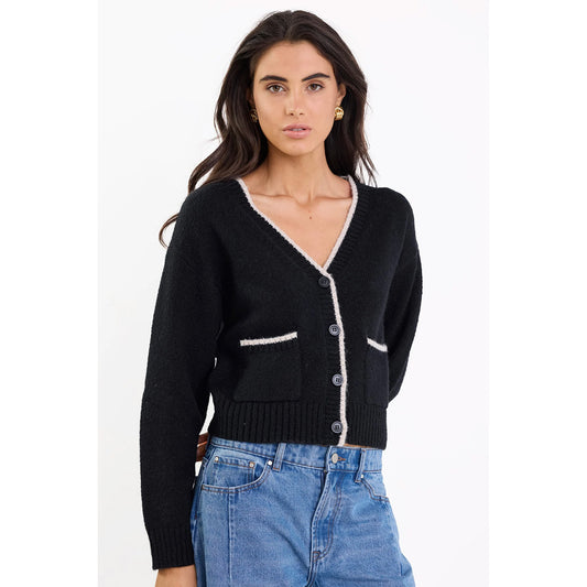 Rapport Black Contrast Edge Cardigan