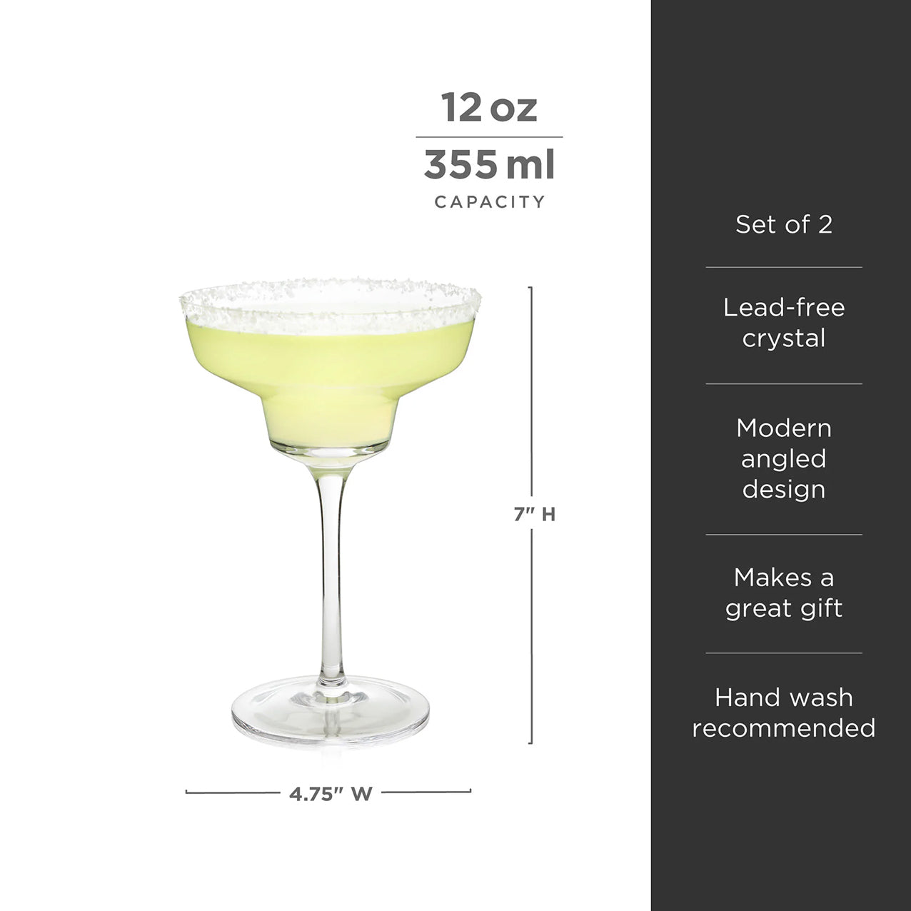 Crystal Margarita Glasses Set 2
