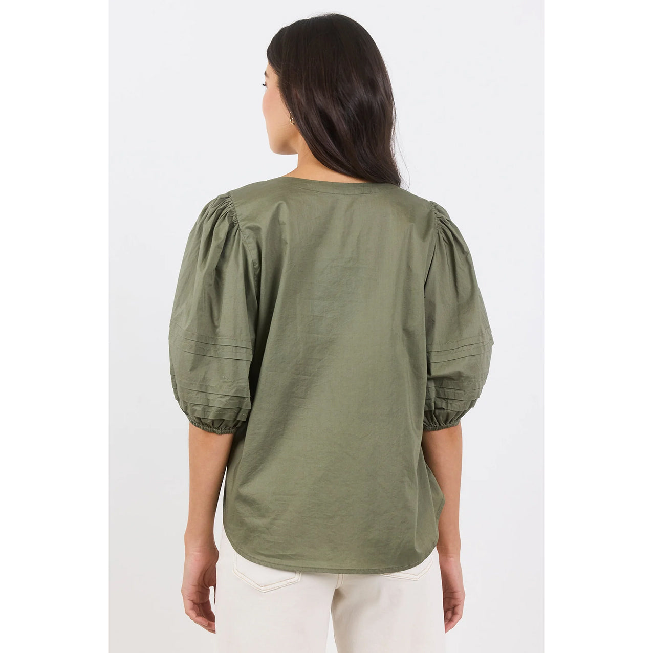 Recall Sage Pleat Short Sleeve Top