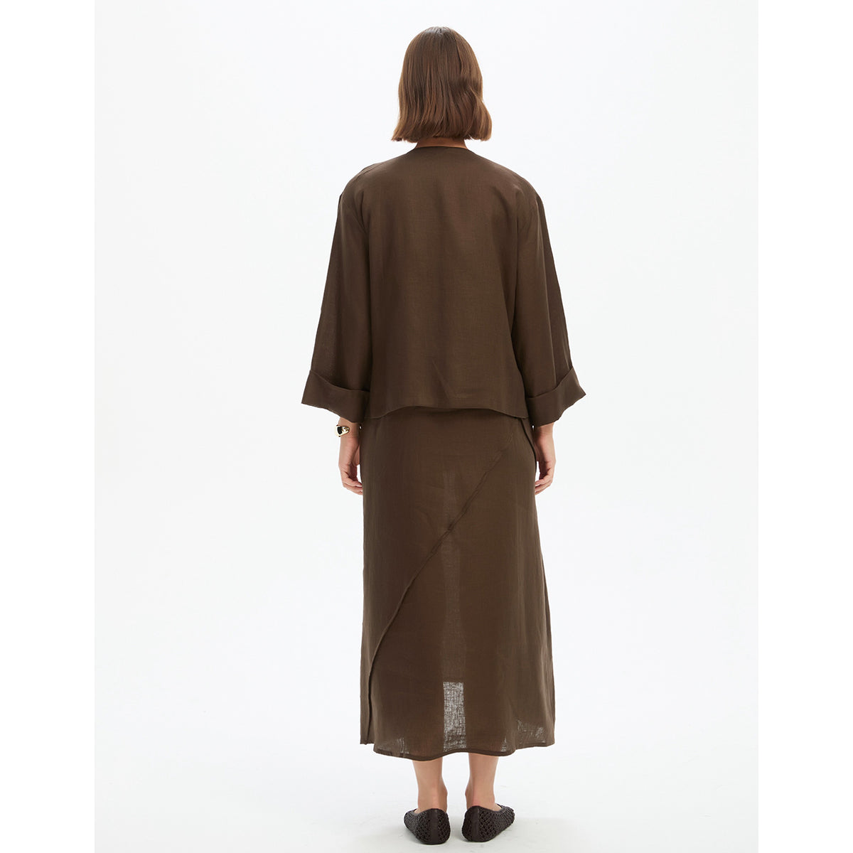 Relaxed Linen Cardi Chocolate