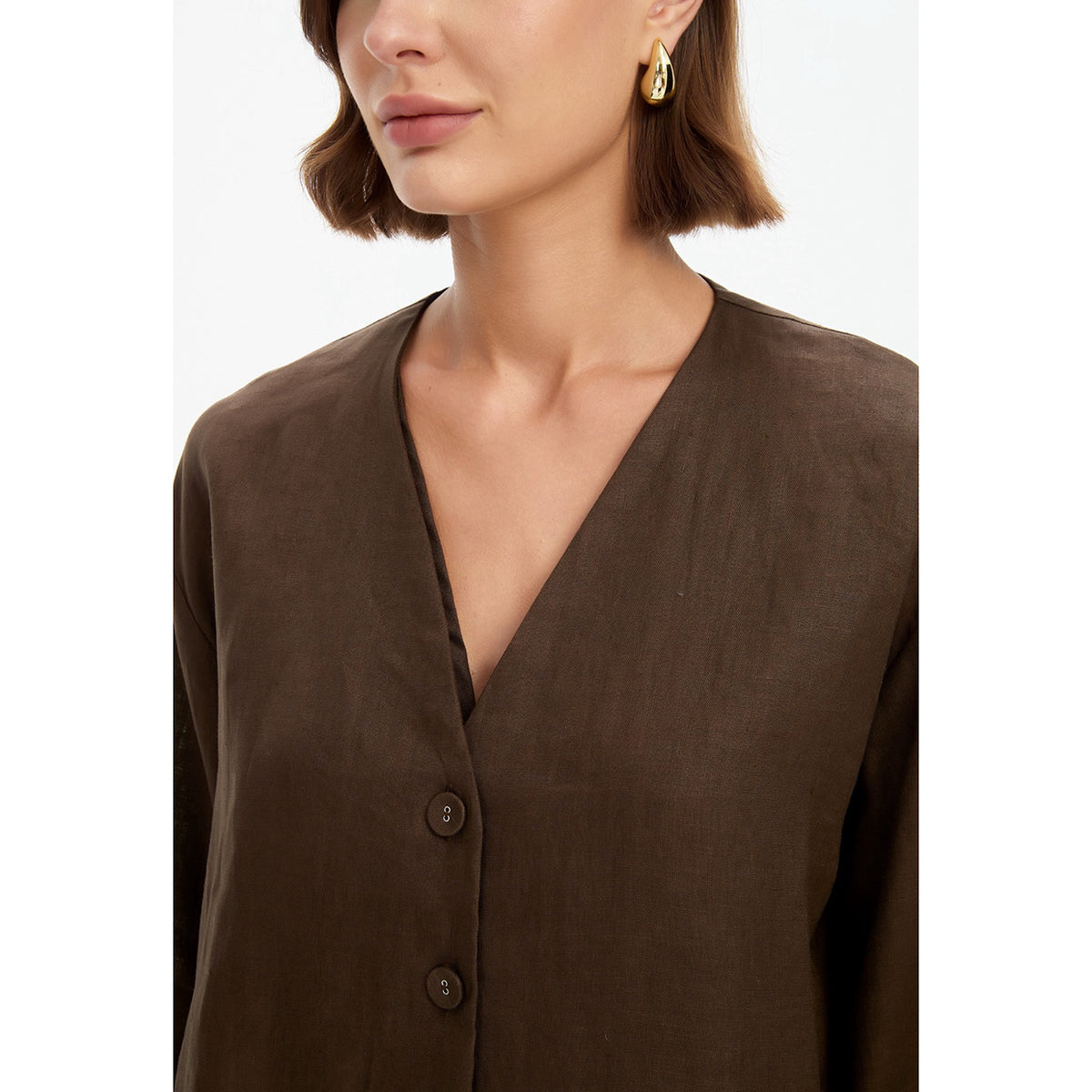 Relaxed Linen Cardi Chocolate