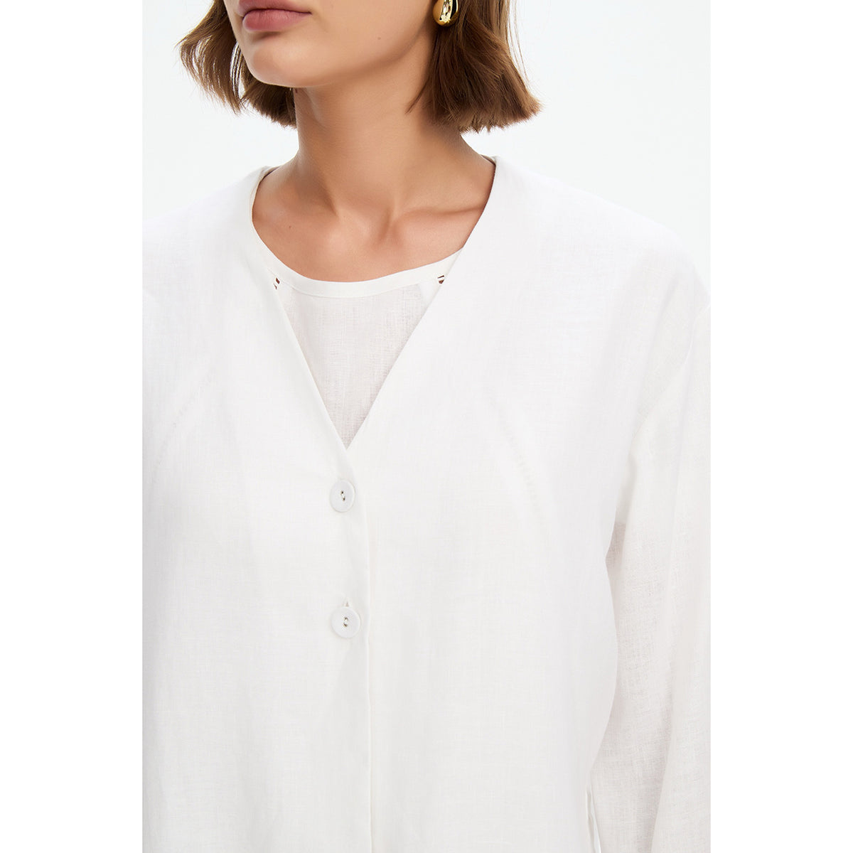 Relaxed Linen Cardi White