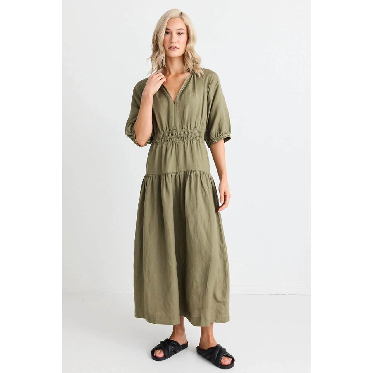 Flo & Frankie Retreat Khaki Maxi Dress