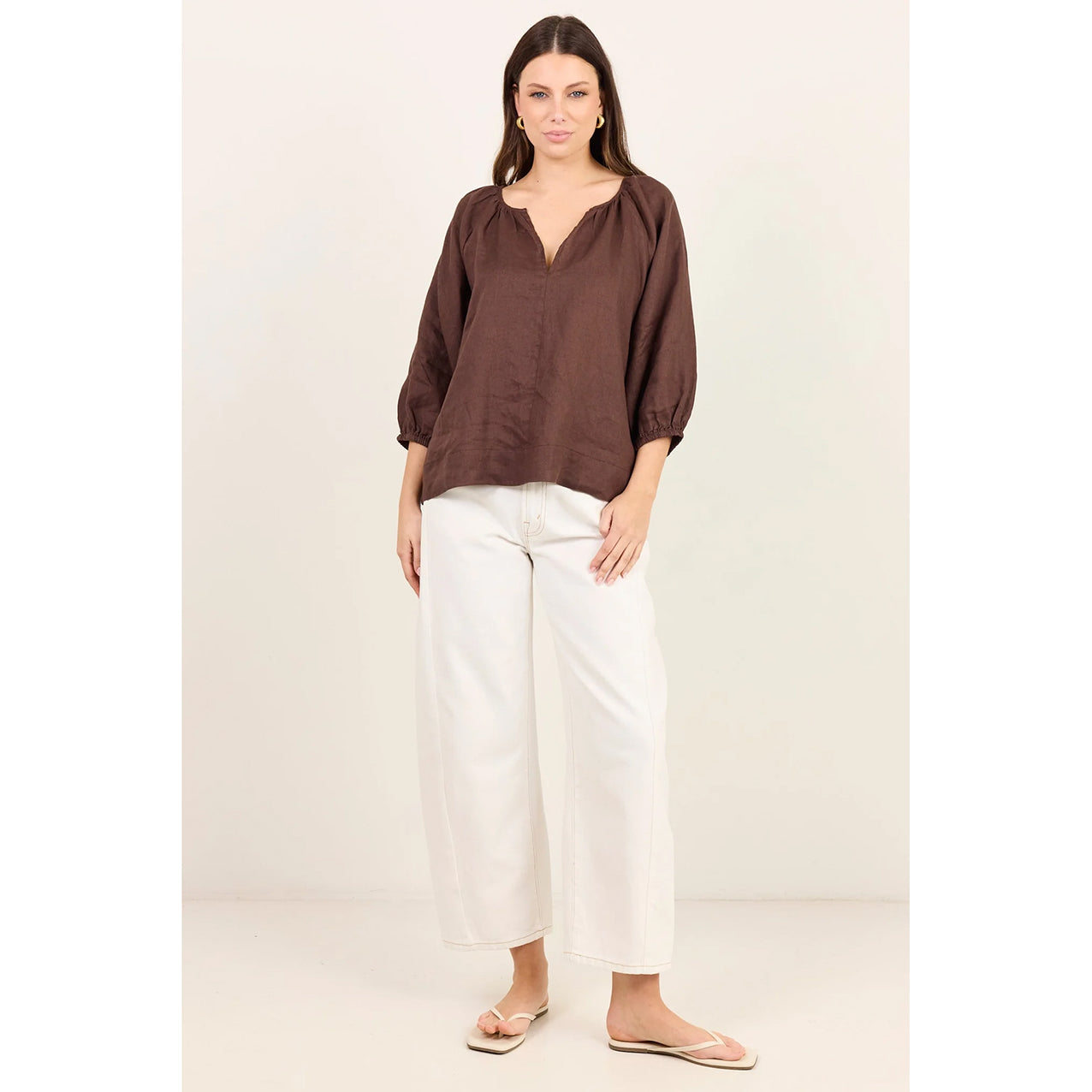 Revolutionary Dark Chocolate Linen Top