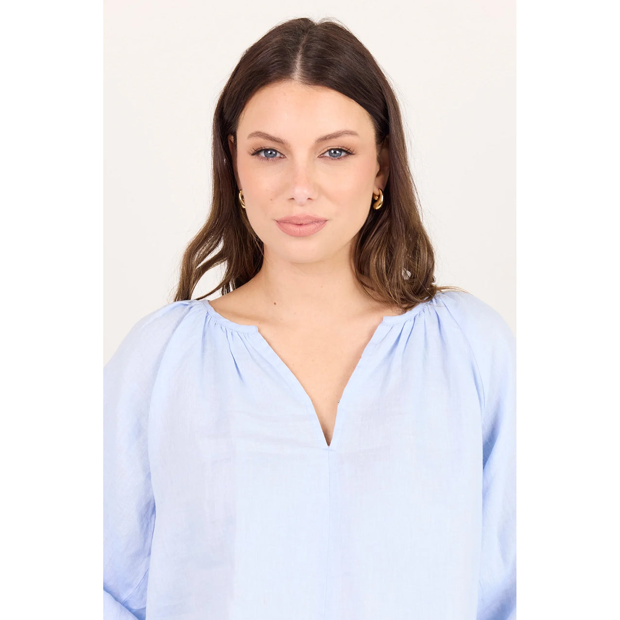 Revolutionary Ice Blue Linen Top