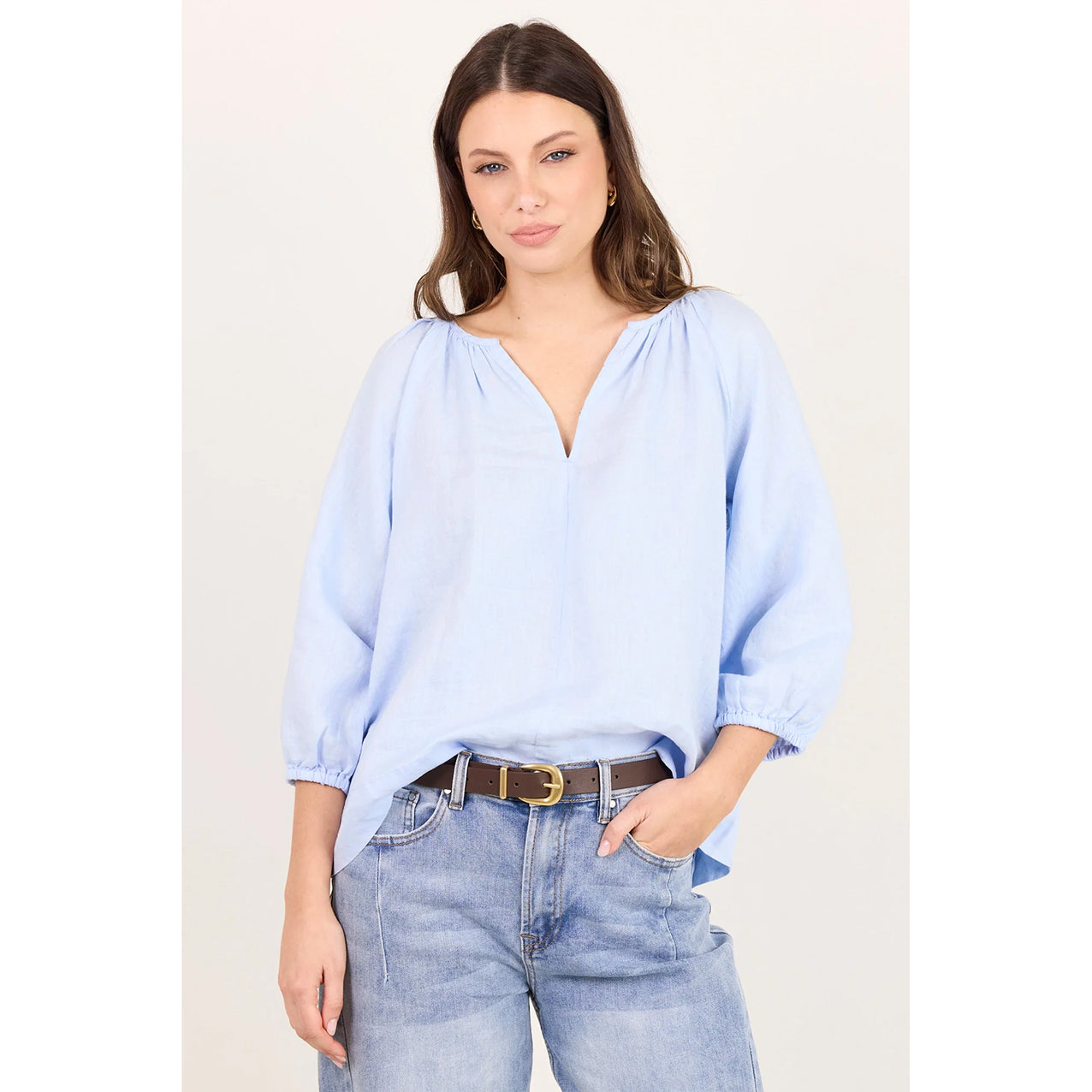 Revolutionary Ice Blue Linen Top