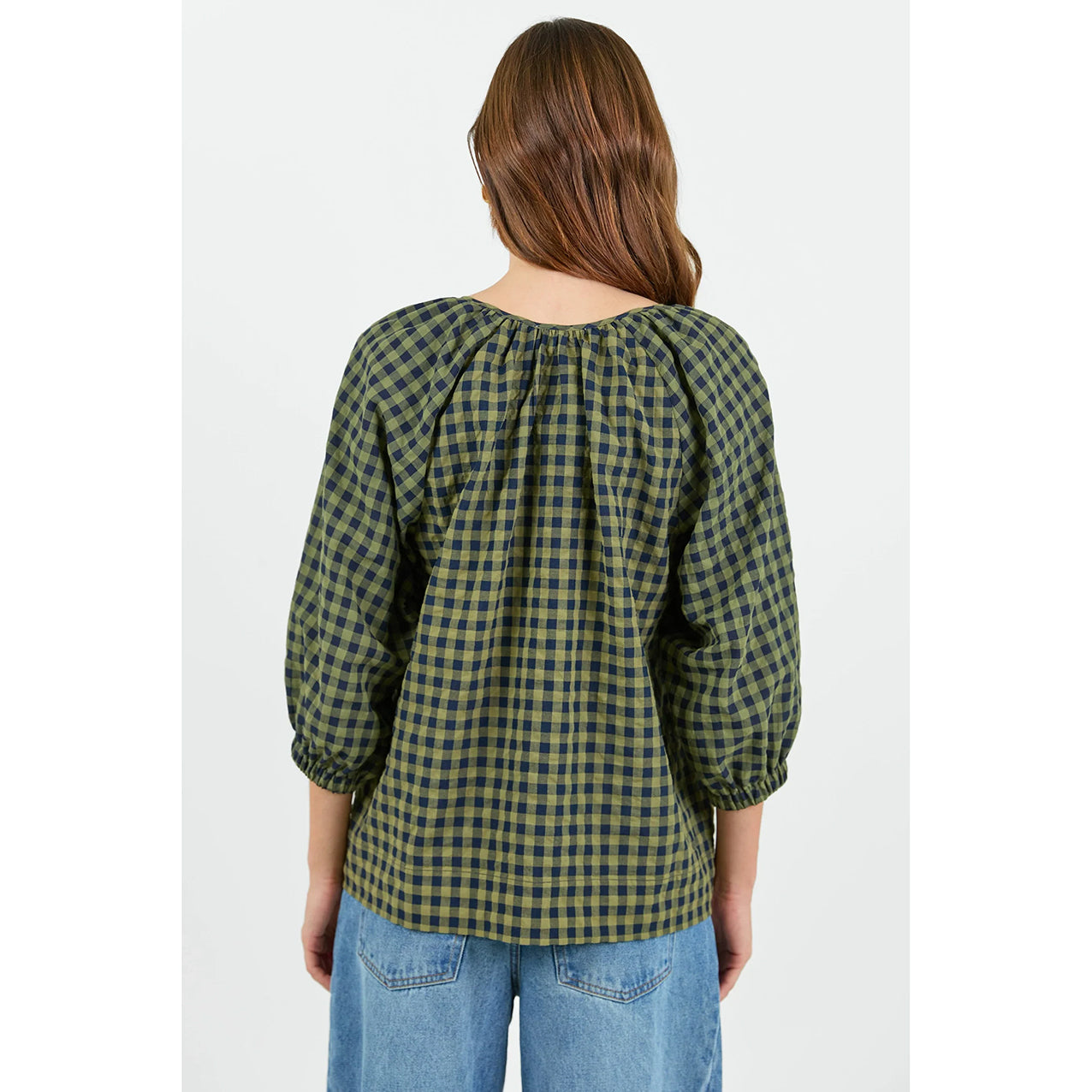 Revolutionary Khaki Ink Gingham Top