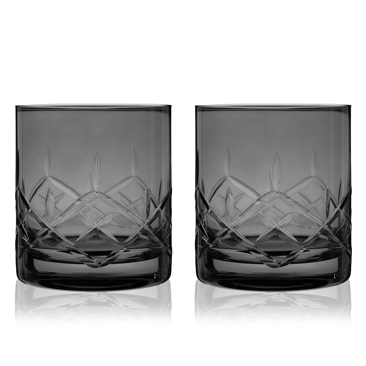 Admiral Cut Crystal Rocks Glasses Smoke Set2
