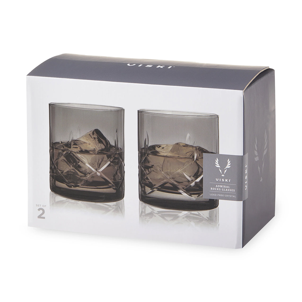 Admiral Cut Crystal Rocks Glasses Smoke Set2