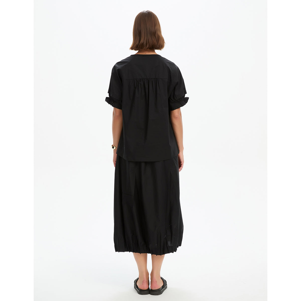 Ruffle Sleeve Detail Top Black