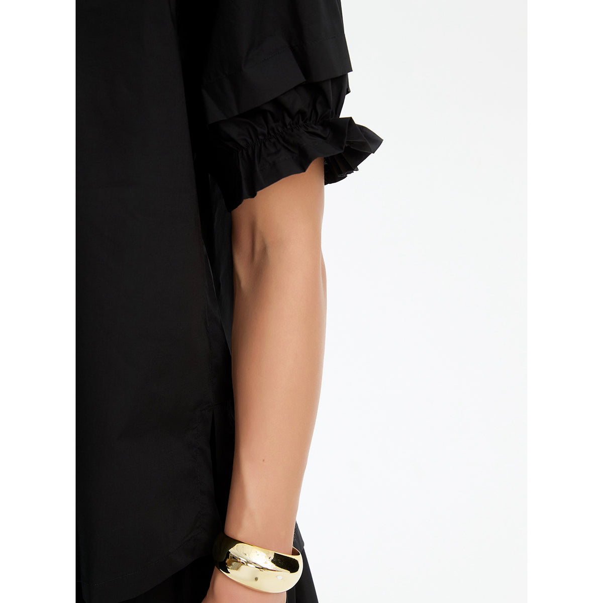 Ruffle Sleeve Detail Top Black