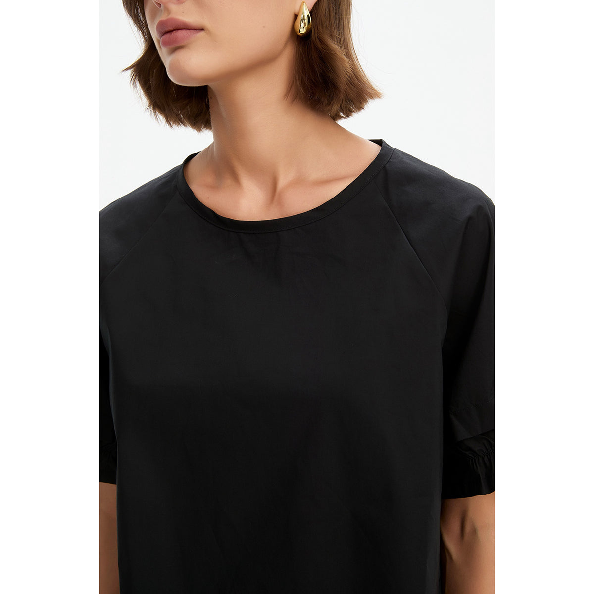 Ruffle Sleeve Detail Top Black
