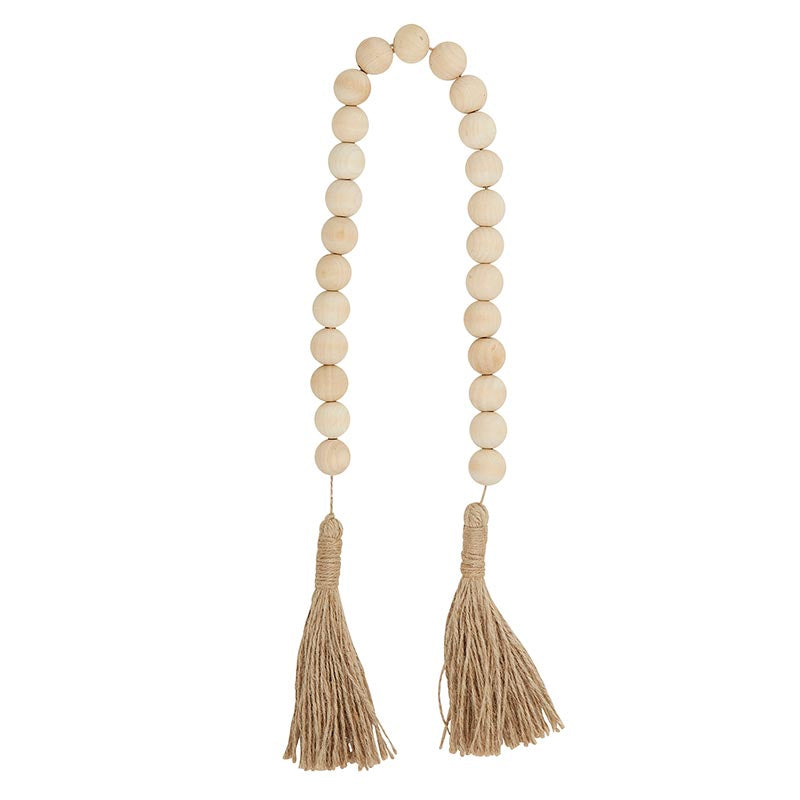 Decorative Wooden Beads w Tassels Natural