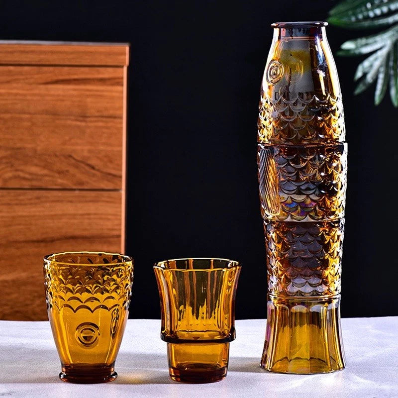 Fish Stackable Tumblers Set4 Amber
