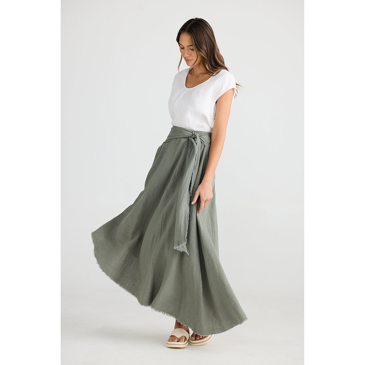 Edit Skirt Pistachio Linen